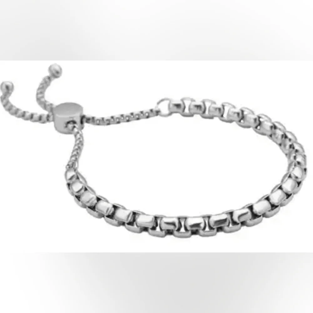 Sale NIB Platinum Plated STAINLESS STEEL BOX CHAIN BOLO BRACELET ‼️NEVER TARNISH - Picture 3 of 9